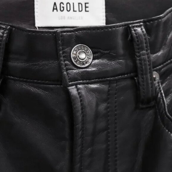 AGOLDE Leather Blend Black Straight Leg Pants - Picture 8 of 11